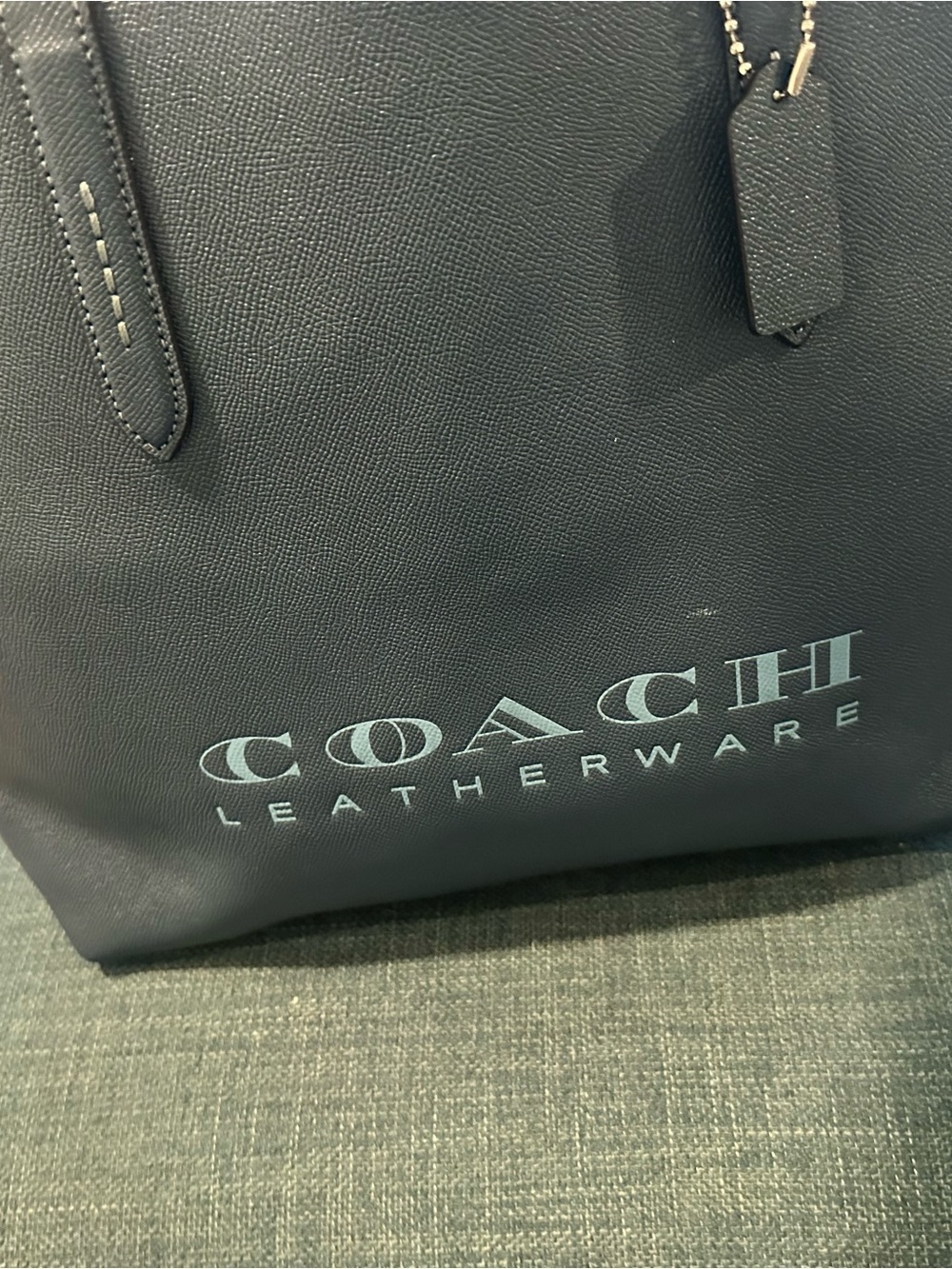 Coach Black Tote with Light Blue Logo
